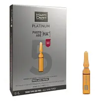 Купить: Martiderm Platinum Photo-Age HA+ 5 х 2 мл сыворотка для лица коррекция фотостарения гиалуроновая кислота ампулы