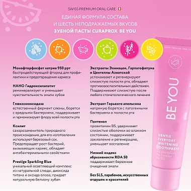 Купить Curaprox Be You Pink Single 60 мл паста зубная любитель конфет розовая арбуз
