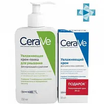 Купить: CeraVe крем-пенка 236мл увлажняющ д/умывания + увлажняющий крем 50мл (ДУОПАК)