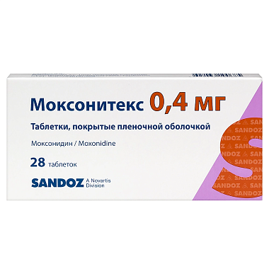 Купить Моксонитекс 0,4 мг 28 шт таблетки покрытые пленочной оболочкой