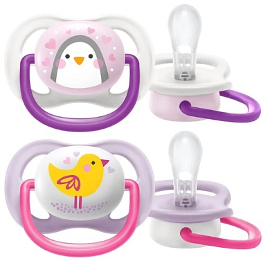 Купить Philips Avent Ultra Air SCF080/06 2 шт пустышка силиконовая для девочек 0-6 мес