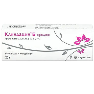 Купить Клиндацин Б пролонг 2 % + 2 % 20 г крем вагинальный туба