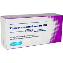 Купить: Триметазидин-Биоком МВ 35 мг 30 шт таблетки с модифицированным высвобождением покрытые оболочкой