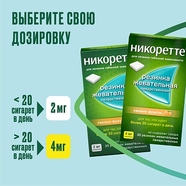 Купить Никоретте 2 мг 30 шт резинка жевательная лекарственная свежие фрукты