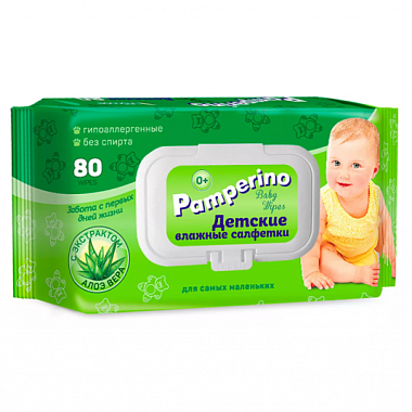 Купить Pamperino 80 шт салфетки влажные без отдушки детские с клапаном