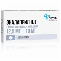 Купить: Эналаприл НЛ 12,5 мг + 10 мг 20 шт таблетки