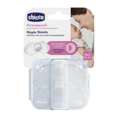 Купить Chicco 2 шт накладки на соски силиконовые защитные размер M/L