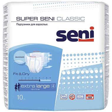 Купить Seni Super Classic подгузники 10 шт размер XL 6 капель