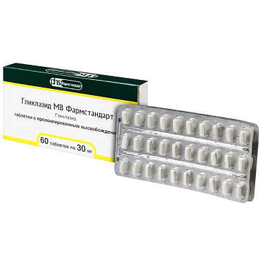Купить Гликлазид-МВ 30 мг 60 шт таблетки с пролонгированным высвобождением