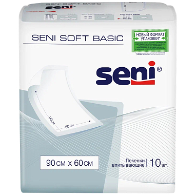 Купить Seni Soft Basic 10 шт пеленки одноразовые 60 см х 90 см 2 капли