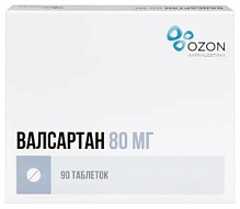 Купить: Валсартан 80 мг 90 шт таблетки покрытые пленочной оболочкой