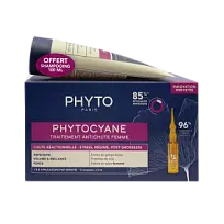 Купить: Phytosolba Phyto Phytocyane 5 мл 12 шт сыворотка против выпадения волос для женщин ампулы +  100 мл 1 уп шампунь укрепляющий