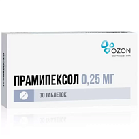 Купить: Прамипексол 0,25 мг 30 шт таблетки