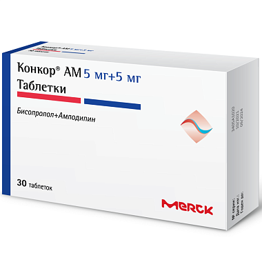 Купить Конкор АМ 5 мг + 5 мг 30 шт таблетки
