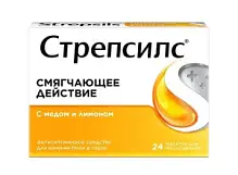 Купить: Стрепсилс 24 шт таблетки для рассасывания мед-лимон