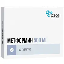 Купить: Метформин 500 мг 60 шт таблетки покрытые оболочкой