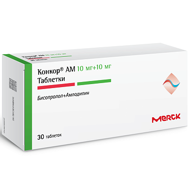 Купить Конкор АМ 10 мг + 10 мг 30 шт таблетки