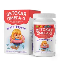 Купить: Кук Ля Кук Детская Омега-3 Миролла 100 шт жевательные капсулы тутти-фрутти
