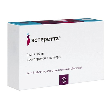 Купить Эстеретта 3 мг + 15 мг 28 шт таблетки покрытые пленочной оболочкой