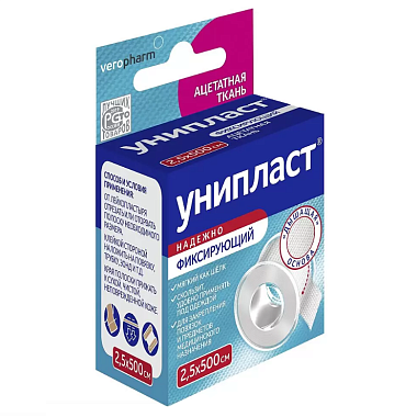 Купить Унипласт пластырь 1 шт 2,5 см × 500 см на шелковой основе катушка