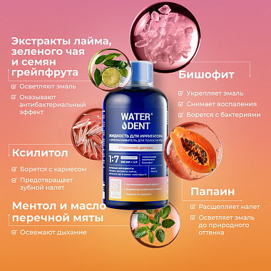 Купить Waterdent 500 мл жидкость для ирригатора ополаскиватель утренний детокс 2 в 1