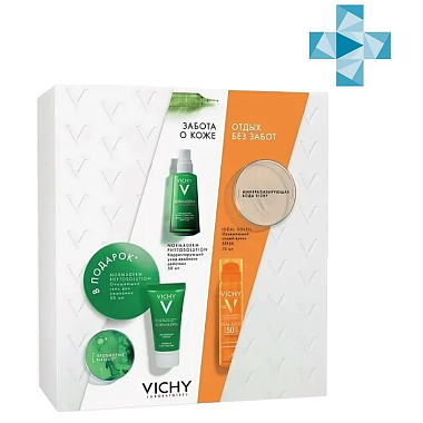 Купить Vichy Ideal Soleil набор Normaderm уход п/несоверш 50+ 50мл + Normaderm очищ гель + спрей-вуаль 50+ 75мл