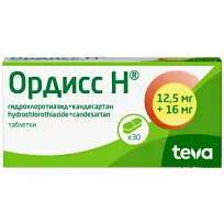 Купить: Ордисс Н 12,5 мг + 16 мг 30 шт таблетки