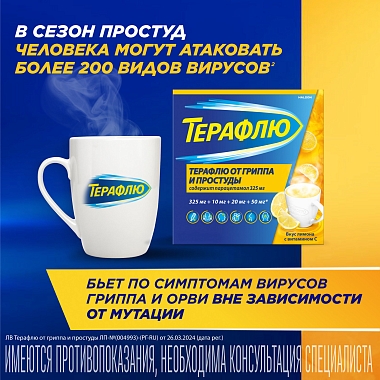Купить Терафлю 2 г 10 шт порошок для приготовления раствора для приема внутрь лимон