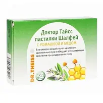 Купить: Доктор Тайсс 24 шт пастилки шалфей ромашка и мед