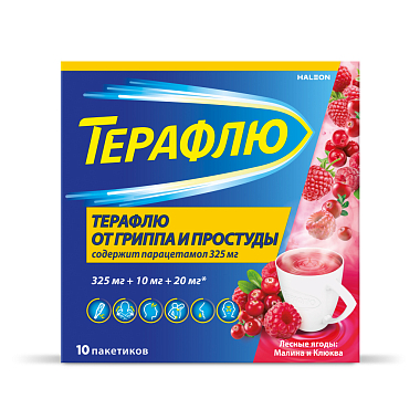 Купить Терафлю 2 г 10 шт порошок для приготовления раствора для приема внутрь лесные ягоды