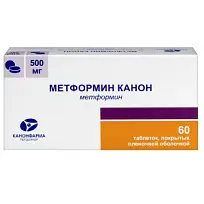 Купить: Метформин Канон 500 мг 60 шт таблетки покрытые пленочной оболочкой