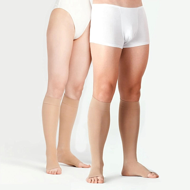 Купить НикаМед чулки до колена компрессионные 2 класс размер 5 бежевые с открытым мыском