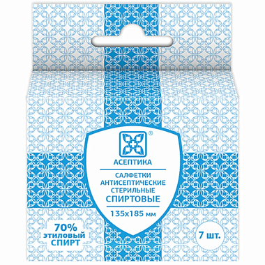 Купить Асептика 135 мм x 185 мм 7 шт спиртовые салфетки