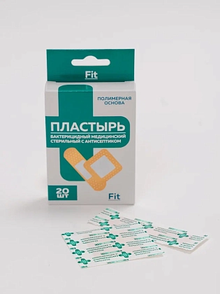 Купить Fit 20 шт пластырь стерильный медицинский бактерицидный с антисептиком на полимерной основе телесный