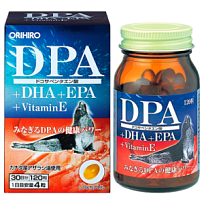 Купить: Orihiro DPA + DHA + EPA + Витамин Е Омега-3 120 шт капсулы