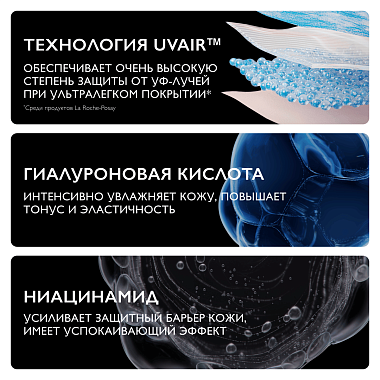 Купить La Roche-Posay Anthelios UV-air 40 мл крем-флюид легкий солнцезащитный для лица с гиалуроновой кислотой и ниацинамидом SPF 50+