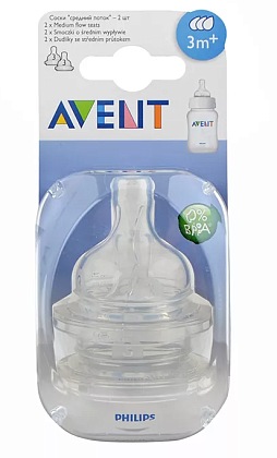Купить Philips Avent Classic SCF633/27 2 шт соска силиконовая средний поток 3 мес+