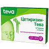 Купить Цетиризин-Тева 10 мг 30 шт таблетки покрытые пленочной оболочкой