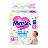 Купить: Merries 22 шт подгузники для детей размер M (6-11 кг)