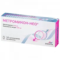 Купить: Метромикон-Нео 500 мг + 100 мг 14 шт суппозитории вагинальные