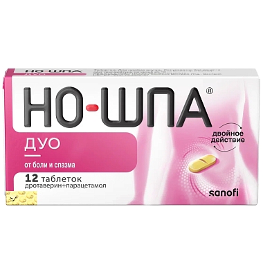 Купить Но-шпа Дуо 40 мг + 500 мг 12 шт таблетки
