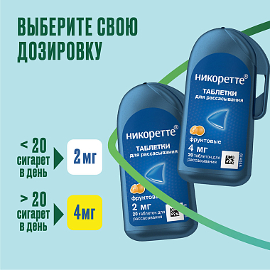 Купить Никоретте 2 мг 20 шт таблетки для рассасывания фруктовые