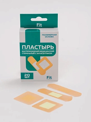 Купить Fit 20 шт пластырь стерильный медицинский бактерицидный с антисептиком на полимерной основе телесный