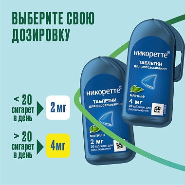 Купить Никоретте 4 мг 20 шт таблетки для рассасывания мятные
