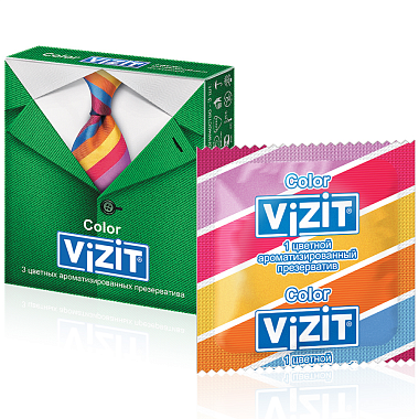 Купить Vizit Color 3 шт презервативы цветные ароматизированные