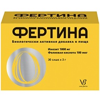 Купить: Фертина Инозит 1000 мг Фолиевая кислота 100 мкг 3 г 30 шт порошок саше