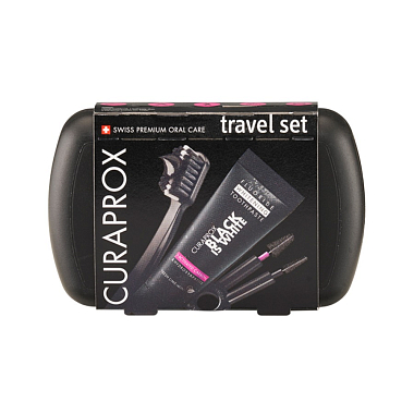 Купить Curaprox Black Is White набор дорожный (щетка BIW, паста BIW mini 10, ершик Carbon S и Carbon M) артикул UHS425