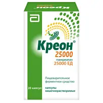 Купить: Креон 25000 20 шт капсулы кишечнорастворимые