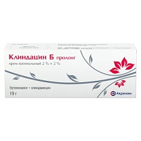 Купить: Клиндацин Б пролонг 2 % + 2 % 19 г крем вагинальный туба