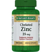 Купить: Nature's Bounty Хелат цинка 25 мг 100 шт таблетки
